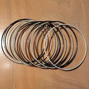 Silver and white stackable bracelets